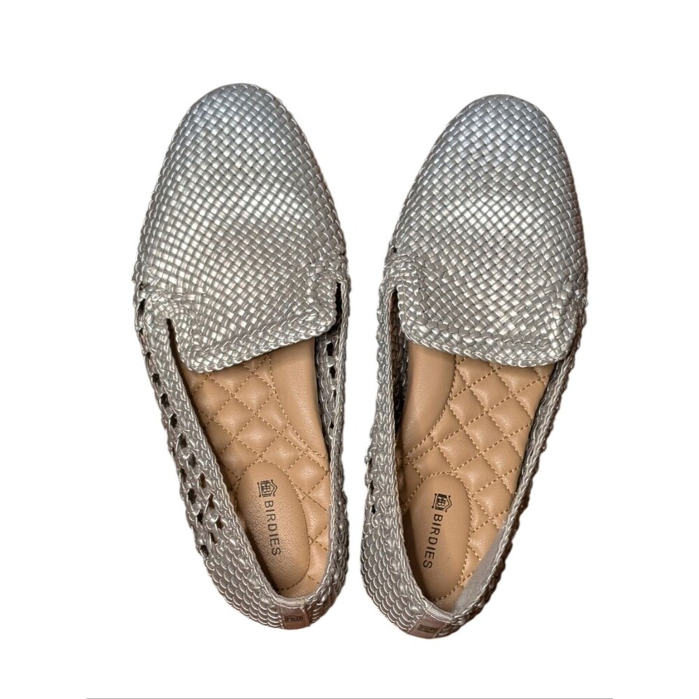 Birdies The Starling Silver Woven Vegan Leather Flats Cutout pattern Size 7.5